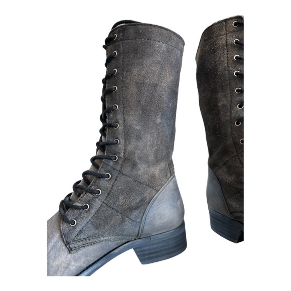 Free People Traveling Boot Suede Size 38/8 Leather Lace Up Combat Boots Gray - Picture 7 of 9